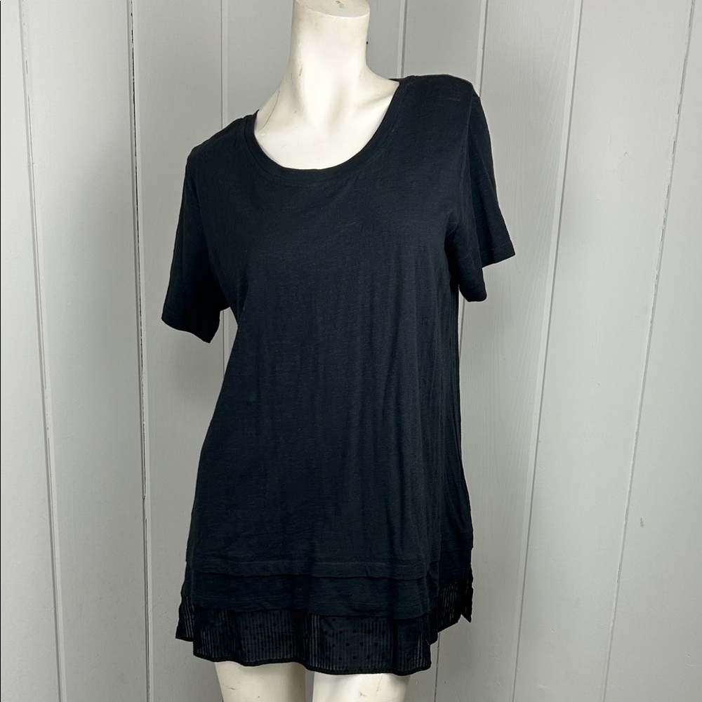 Classic Black Women's Top logo by Lori Goldstein tunic shirt shirt sleeve medium